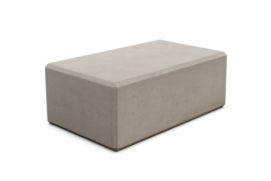 Concrete block isolated on transparent background, building material studio shot