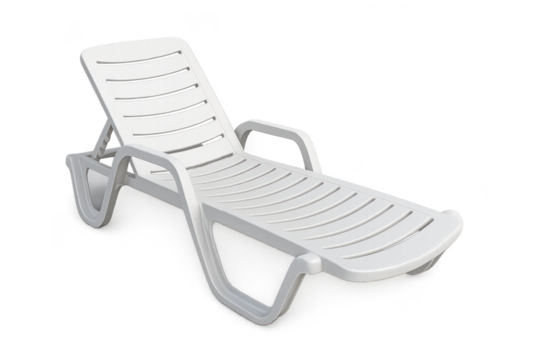 White plastic sunbed isolated on transparent background, summer, relaxation