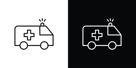 Fototapeta premium Ambulance icon. Editable Vector symbols. Set of line icons on white background.