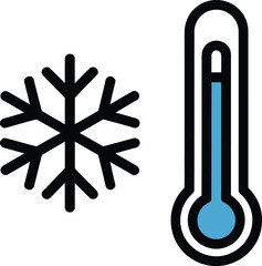 Cold temperature icon with snowflake isolated on.