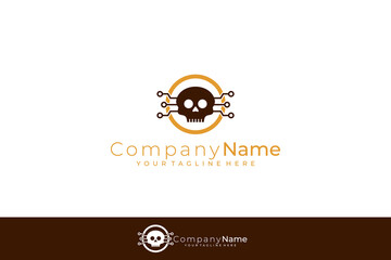 Obraz premium hacker logo and a deadly technology virus, skull and hacker logos