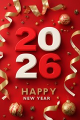 2026 happy new year celebration greeting card. 2026 banner. Happy new year poster