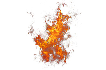 Bright intense fireball explosion with swirling flames and thick smoke, isolated PNG for action...