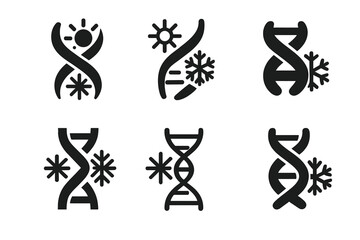 Adaptive Organism Icons. genetic adaptation to extreme climate conditions. Icon set. Set Logo of genetic adaptation to extreme climate conditions: adaptive