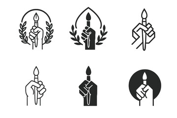 Artistic Mastery Icons. Mastering a craft or artistic skill. Icon set. Set Logo of artistic mastery: dedication and creativity symbol. harmonious