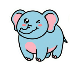Cute Kawaii Safari Animal Vector Illustration Sticker