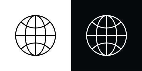 Fototapeta premium Globe icon. Editable Vector symbols. Set of line icons on white background.