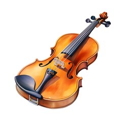 Illustration of a classical violin with a wooden body and black strings