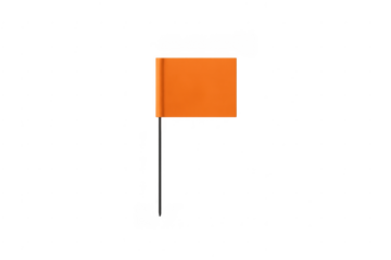 Orange warning marker flag on transparent background