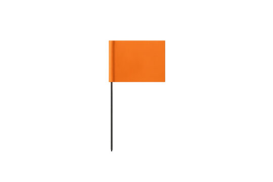 Orange warning marker flag on transparent background