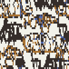 Vector Seamless pixel graffiti pattern with abstract tags, dithered texture. Urban, grunge, playful pixel art style perfect for backgrounds, textiles