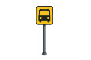 Bus stop sign indicating public transportation on transparent background