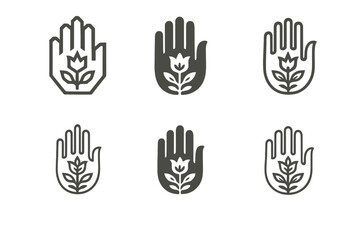 Obraz premium Folk Art Icon Set. Folk art. Icon set. Set Logo of folk art: Decorative hand motif. harmonious logo variations of the same emblematic concept, each with