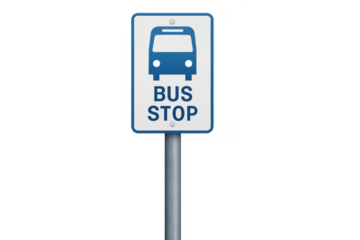 Bus stop sign indicating public transportation route