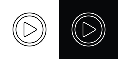 Play icon. Editable Vector symbols. Set of line icons on white background.