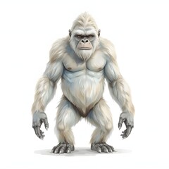 Fototapeta premium Furry albino gorilla standing tall with a serious expression