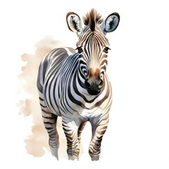 Obraz premium Captivating zebra stands tall with black and white stripes in watercolor illustration