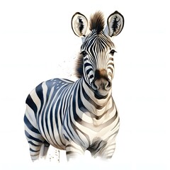 Obraz premium Striking zebra poses with its distinctive stripes in a watercolor painting style