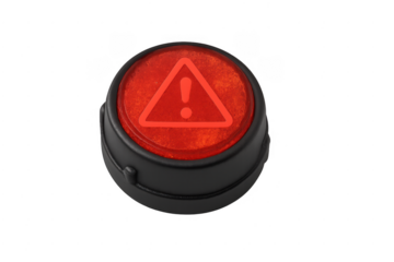 Red emergency warning alarm button with transparent background
