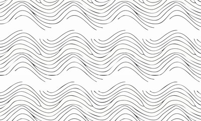 Seamless Abstract Diagonal Wave Pattern, Minimalist Wavy Ribbon Line Vector Background