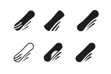 Snowboarding Logo Set. snowboarding. Icon set. Set Logo of snowboarding: snowboard with motion trails. harmonious logo variations of the same emblematic