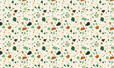 Modern Seamless Terrazzo Pattern Background with Earthy Tones and Colorful Stone Speckles