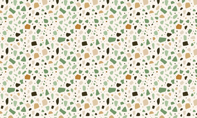 Modern Seamless Terrazzo Pattern Background with Earthy Tones and Colorful Stone Speckles
