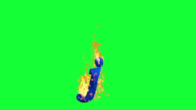 Blue Letter j Burning on Green Screen Background

3d rendering bright flames engulf the blue letter j on Green Screen
