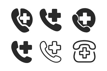 Obraz premium Medical Icons Variations. accessible medical icons set. Icon set. Set Logo of accessible medical icons set: emergency phone. harmonious logo variations of the