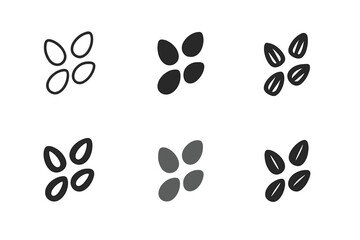Fototapeta premium Diverse Seed Logos. seeds. Icon set. Set Logo of seeds: scattered seeds icon. harmonious logo variations of the same emblematic concept, each with different