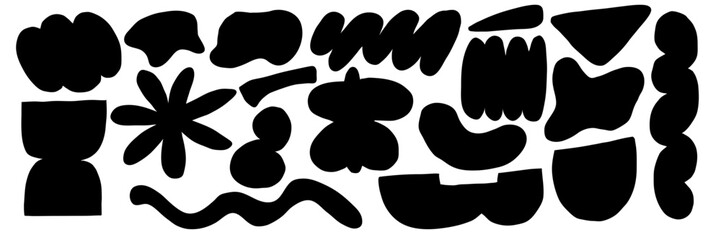 Playful geometric vector illustration with retro flower motifs. Funky cutout shapes set. Ideal for digital prints, posters, or branding