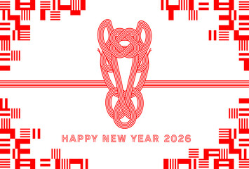 おしゃれシンプルな2026年午年年賀状