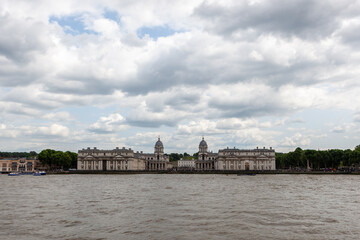 Fototapeta premium View of the Old Royal Naval College from the River Thames in Greenwich, London, England.