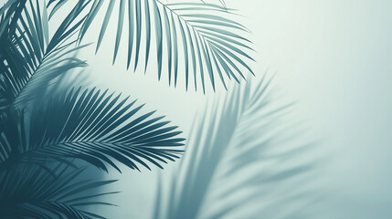 Obraz premium Minimalist palm leaf shadows on white wall background