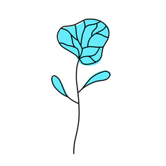 Simple hand-drawn floral illustration with leaves and petals, ideal for botanical themes, invitations, decorative designs, and vintage style graphics