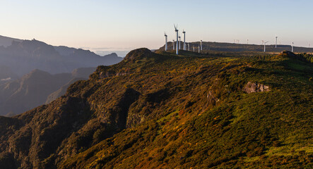 Historic fortress on a hilltop in Madeira, Portugal. Scenic mountain landscape with a clear sky. Madeira island's natural beauty.