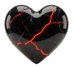 Black Marble Heart with Pulsing Red LED Veins.