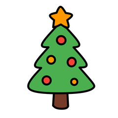Christmas Tree Flat Cartoon Icon