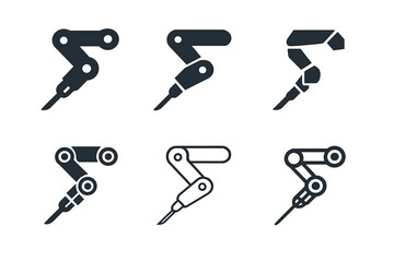 Naklejka na ściany i meble Robotic Surgery Icons. Robotics surgery specialist. Icon set. Set Logo of robotic surgery: mechanical precision hand. harmonious logo variations of the same