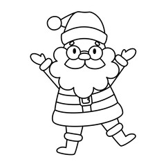 Cute cartoon Santa. Colouring page. Isolated white background. Vector illustration