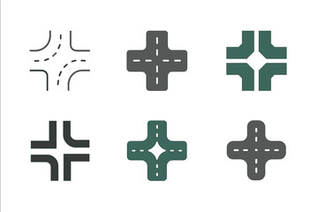 Obraz premium Traffic Icon Variations. Traffic. Icon set. Set Logo of Traffic: city road intersection. harmonious logo variations of the same emblematic concept, each with