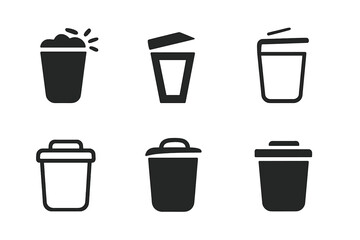 Trash Bin Lid Icons. Trash Bin Lid. Icon set. Set Logo of Trash Bin Lid: Retractable Lid. harmonious logo variations of the same emblematic concept (Filled
