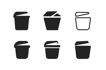 Trash Bin Lid Icons. Trash Bin Lid. Icon set. Set Logo of Trash Bin Lid: Retractable Lid. harmonious logo variations of the same emblematic concept (Filled