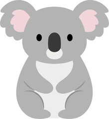Cute cartoon koala bear sitting down illustration.