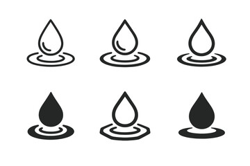 Melancholy Logo Variations. Melancholy. Icon set. Set Logo of Melancholy: teardrop merging into water. harmonious logo variations of the same emblematic