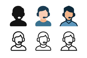 Fototapeta premium Digital Influencer Avatars. Digital avatars as social media influencers. Icon set. Set Logo of digital influencer: avatar with headset and mic. harmonious logo
