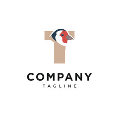 Letter T European Goldfinch Logo Icon Vector