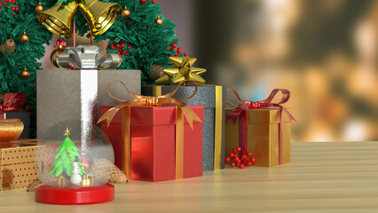Christmas Snow Globe with Snowman and Tree 3d render