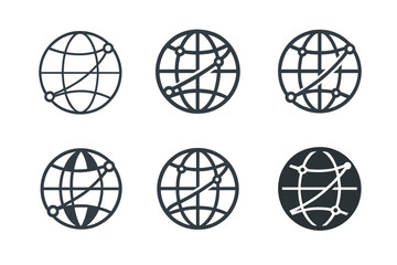 Energy Transition Icons. Energy Transition Plans. Icon set. Set Logo of Energy Transition Plans: globe with renewable network lines. harmonious logo variations