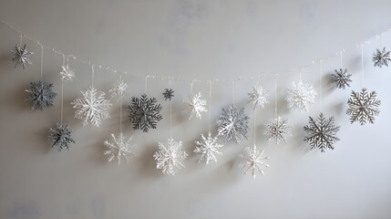 Soft monochrome snowflake decor on neutral wall